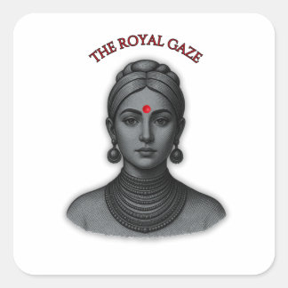 De Koninklijke Blik - Indiase Koningin Lijnkunst Vierkante Sticker