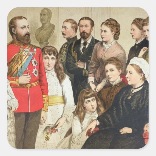 De Koninklijke Familie, 1880 Vierkante Sticker (Voorkant)
