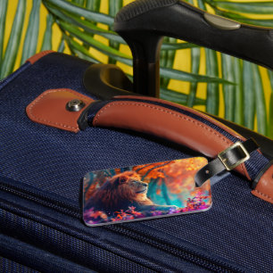 De koninklijke leeuw in betoverd bos bagagelabel