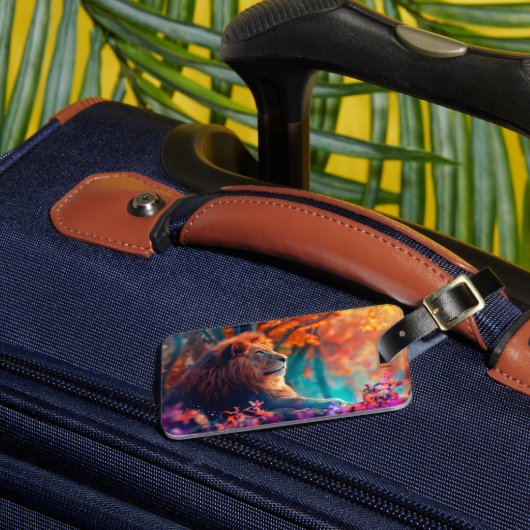 De koninklijke leeuw in betoverd bos bagagelabel (Voorkant Insitu 3)