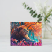 De koninklijke leeuw in betoverd bos briefkaart (Staand voorkant)