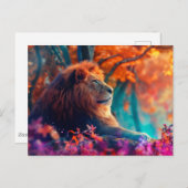 De koninklijke leeuw in betoverd bos briefkaart (Voorkant / Achterkant)