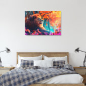 De koninklijke leeuw in betoverd bos canvas afdruk (Insitu (Slaapkamer))