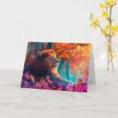 De koninklijke leeuw in betoverd bos kaart (Gele Bloem)