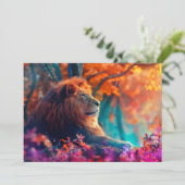 De koninklijke leeuw in betoverd bos kaart (Staand voorkant)