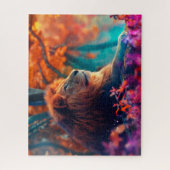 De koninklijke leeuw in betoverd bos legpuzzel (Verticaal)