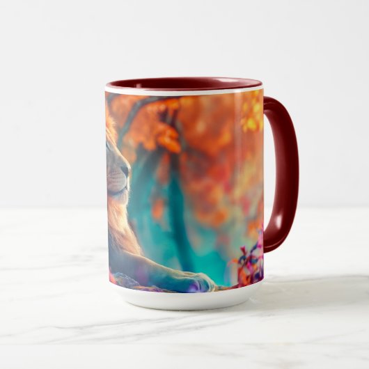 De koninklijke leeuw in betoverd bos mok (Voorkant rechts)