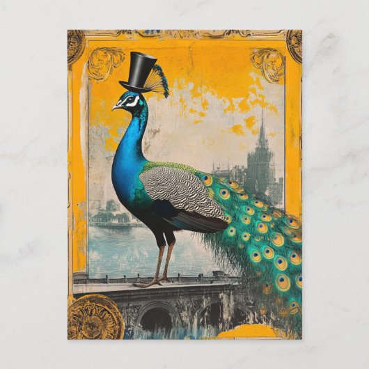 De Koninklijke Pauw in een hoge hoed Briefkaart (Voorkant)