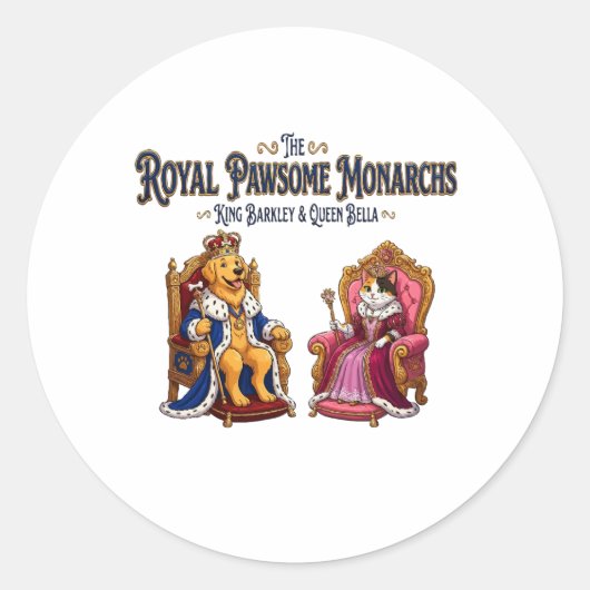 De Koninklijke Pawsome Monarchen Ronde Sticker (Voorkant)