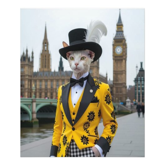 De koninklijke Sphynx in zijn onstuimige pak bij h Foto Afdruk (Voorkant)