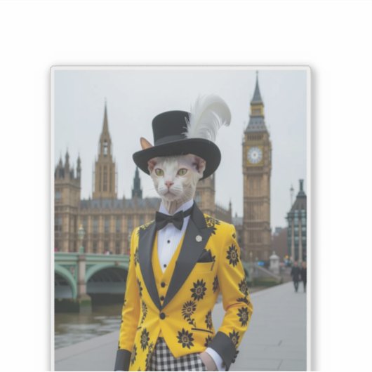 De koninklijke Sphynx in zijn onstuimige pak bij h Sticker (Voorkant)