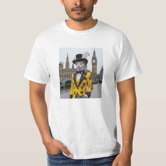 De koninklijke Sphynx in zijn onstuimige pak bij h T-shirt (Voorkant)