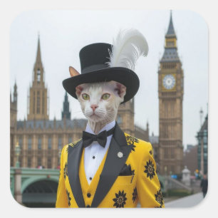 De koninklijke Sphynx in zijn onstuimige pak bij h Vierkante Sticker