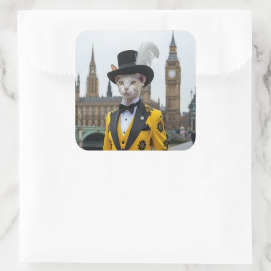 De koninklijke Sphynx in zijn onstuimige pak bij h Vierkante Sticker (Tas)