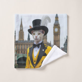 De koninklijke Sphynx in zijn onstuimige pak bij h Washandje