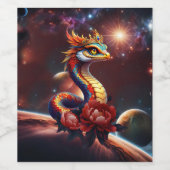 De koninklijke sterrenslang van het universum. wijn etiket (Enkel label)