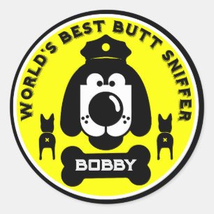 De kont van de wereld snuffelhond ronde sticker
