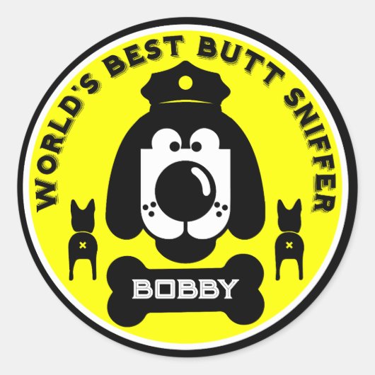 De kont van de wereld snuffelhond ronde sticker (Voorkant)