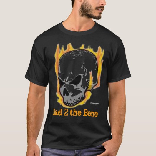 de kop van de flamende schedel, Bad 2 de Bone T-shirt (Voorkant)