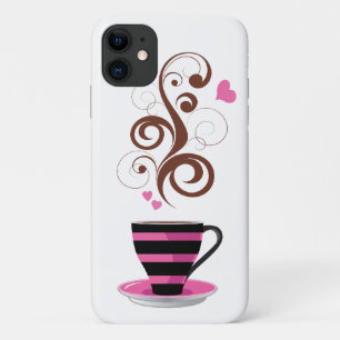 De Kop van de koffie, Wervelingen, Harten - Roze iPhone 11 Hoesje