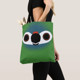 De kop van een blauwvleugelara tote bag