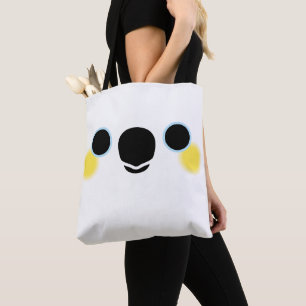 De kop van een geelkuifkaketoe tote bag