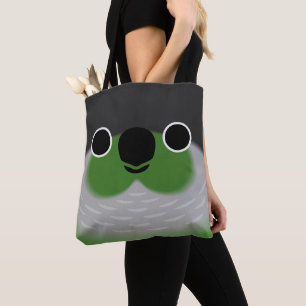 De kop van een groenomzoomde parkiet tote bag