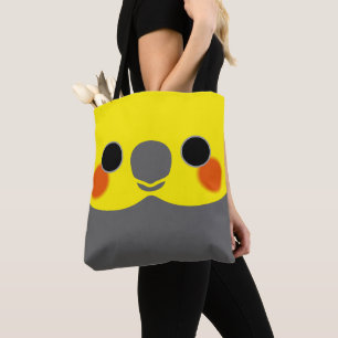 De kop van een normale grijze mannelijke cockatiel tote bag