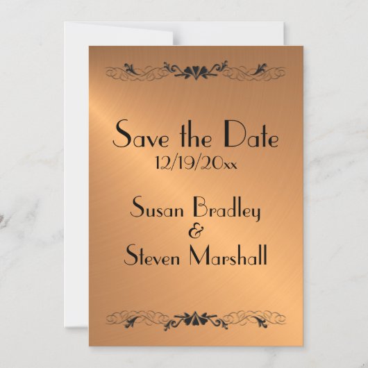 De koperen datumafbeelding opslaan magnetische uitnodiging (Voorkant)