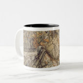 De koppelingspunten van de onderbieding tweekleurige koffiemok (Voorkant links)