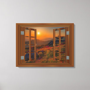 De Koreaanse Boeddhistische Zonsondergang van het Canvas Afdruk