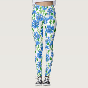 De korenbloempatroon van de waterverf leggings