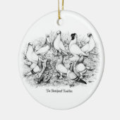 De kortharige tuimelduiven keramisch ornament (Links)