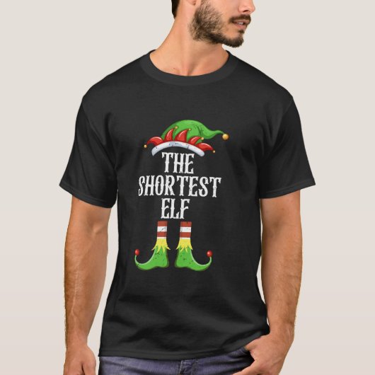 De kortste Elf Familie Matching Groep Kerstmis X T-shirt (Voorkant)