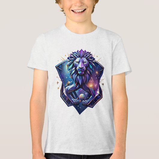 De Kosmische Geometrische Leeuw Tri-Blend Shirt (Voorkant)