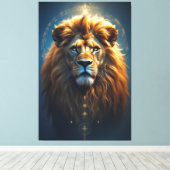 De Kosmische Leeuw - Bewaker van Innerlijke Macht Canvas Afdruk (Insitu (Houten vloer))