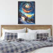 De kosmische reis van de Kerstman - olieverfschild Canvas Afdruk (Insitu (Slaapkamer))