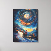 De kosmische reis van de Kerstman - olieverfschild Canvas Afdruk (Voorkant)