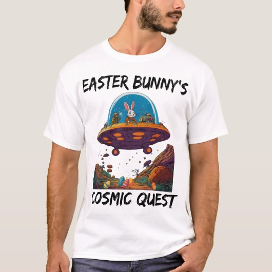 De kosmische zoektocht van paashaas t-shirt (Voorkant)