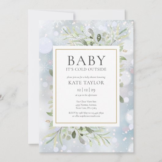 De koude buitenwinter in één Baby shower Kaart (Voorkant)