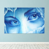 De koude ogen van de winter canvas afdruk (Insitu (Houten vloer))