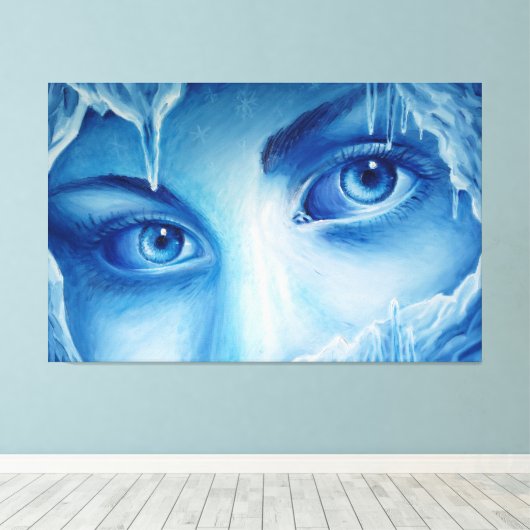 De koude ogen van de winter canvas afdruk (Insitu (Houten vloer))