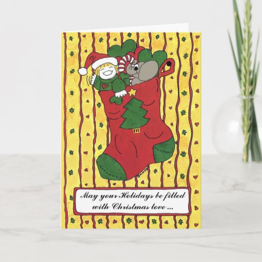 De Kous van Kerstmis Feestdagen Kaart (Voorkant)