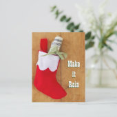 De kous van Kerstmis met broodje van geld Feestdagenkaart (Staand voorkant)