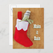 De kous van Kerstmis met broodje van geld Feestdagenkaart (Voorkant / Achterkant)
