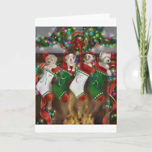 De kousen werden gehangen feestdagen kaart (Voorkant)