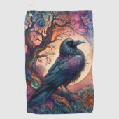 De Kraai Boom van het Leven Mandala Heidens Golfhanddoek (Voorkant)