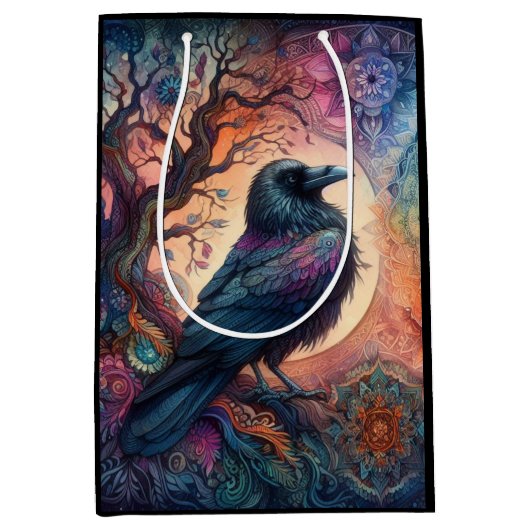 De Kraai Boom van Leven Mandala Heidens  Medium Cadeauzakje (Voorkant)