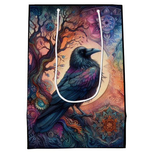 De Kraai Boom van Leven Mandala Heidens  Medium Cadeauzakje (Achterkant)