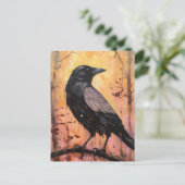 De kraai op een tak briefkaart (Staand voorkant)
